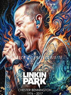 4x6 Linkin Park Chester Bennington Rock Band Fantasy Art Print‎